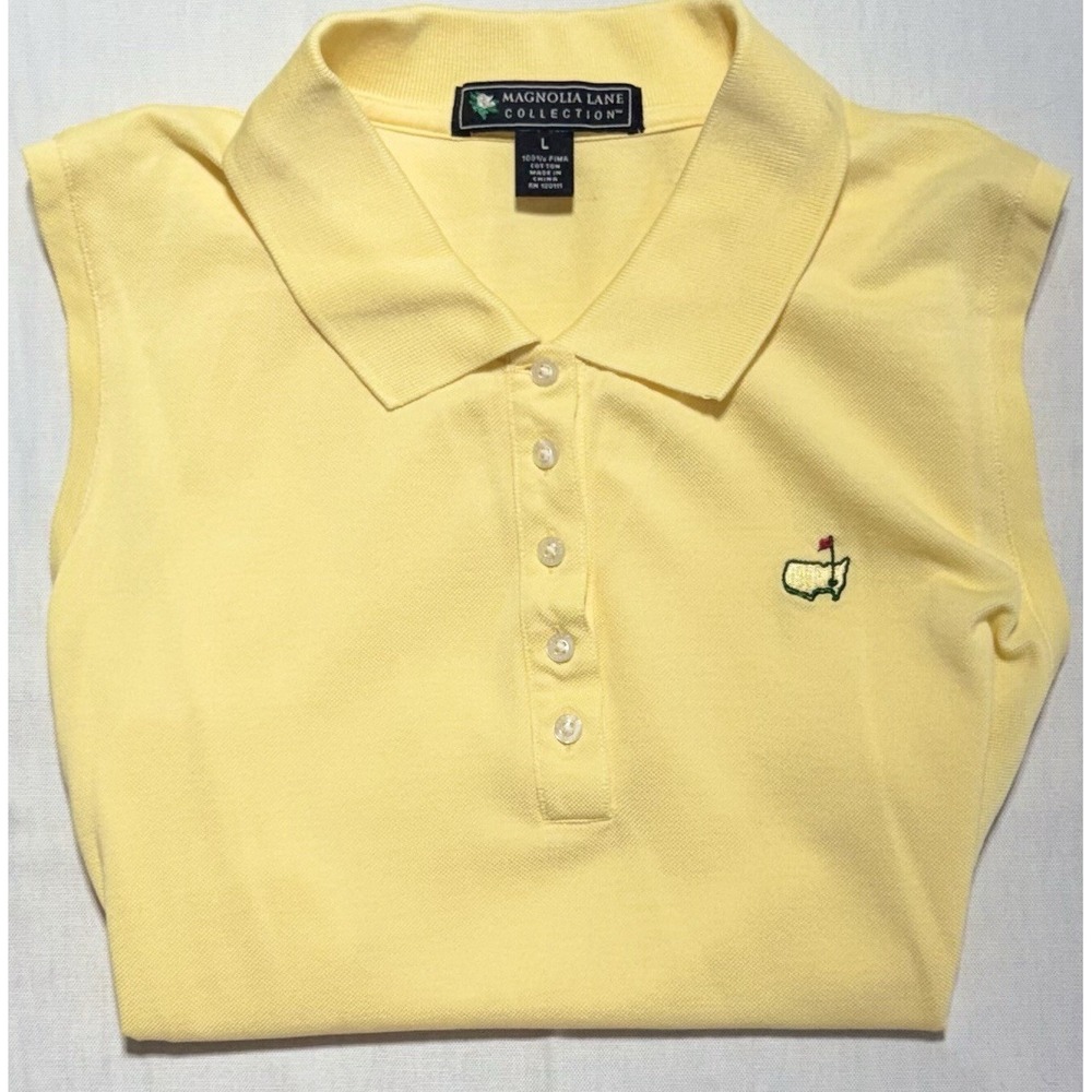 Masters Magnolia Lane Collection Womens Sleeveless Golf Polo Shirt Yellow L